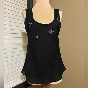 Victoria's Secret Black Tank with silver flowers embroidered